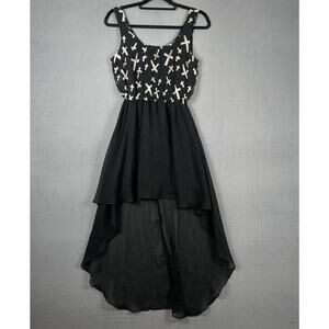 Royal Bones Dress Womens Small Black White Cross Print Asymmetrical Goth Punk